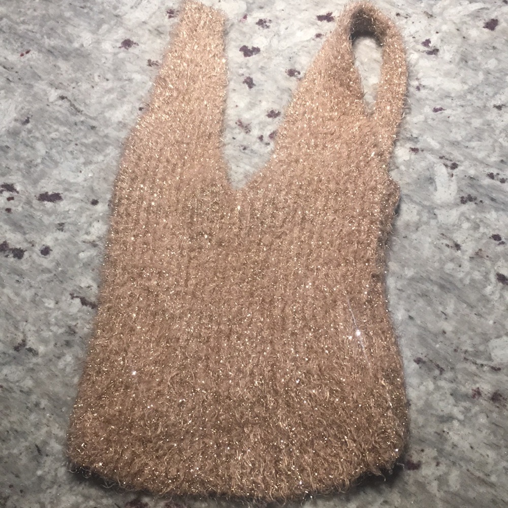 Gold glittery knit top